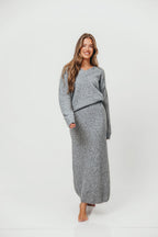 Lauren Knit Sweater and Maxi Skirt Set in Grey