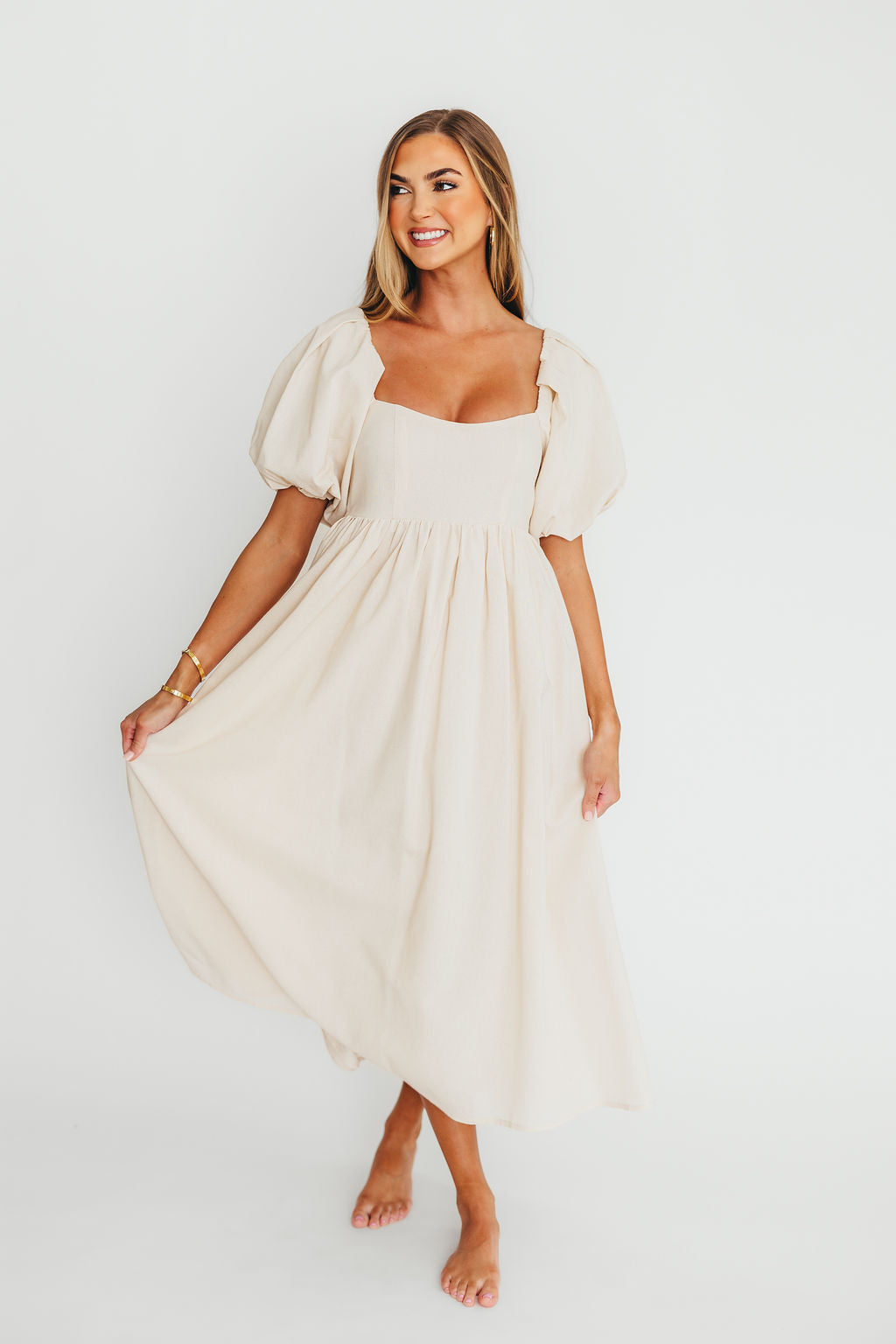 Hamilton Midi Dress in Ivory - Bump Friendly - Restocking in Jan 2026