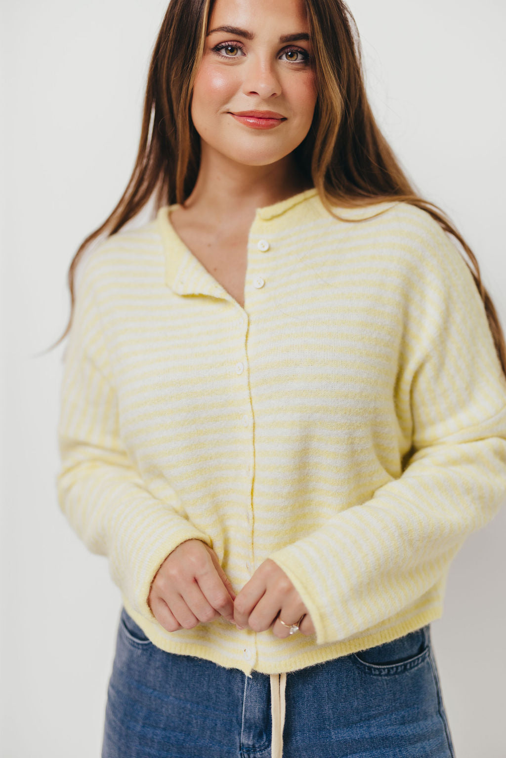 Piper Mini Stripes Cardigan in Butter