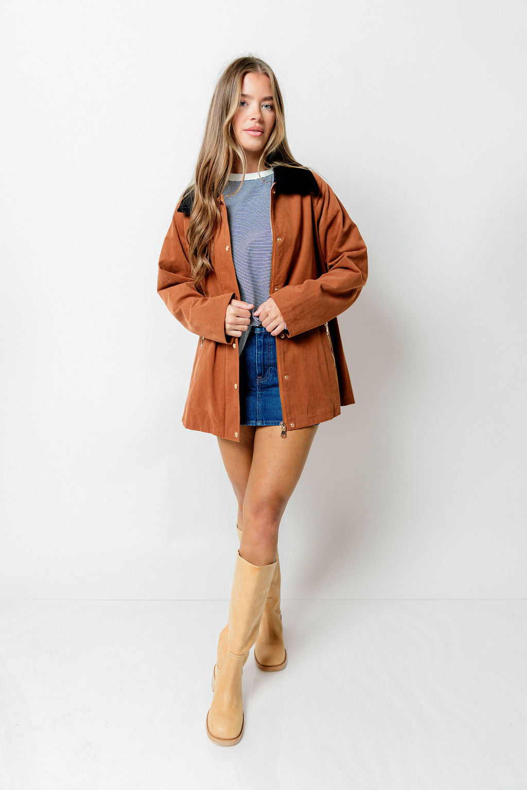Tania Cotton Barn Jacket in Cognac