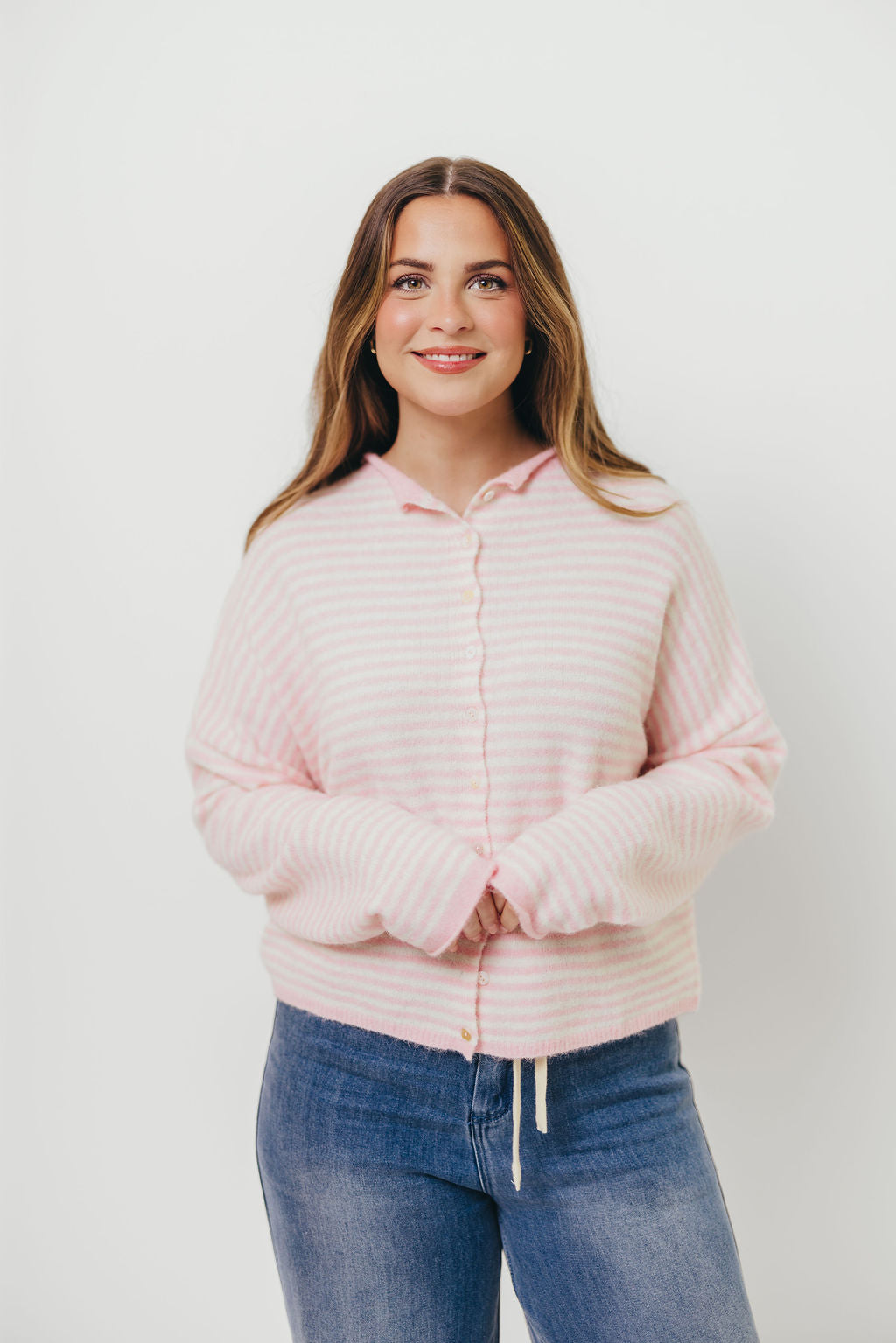Piper Mini Stripes Cardigan in Pink