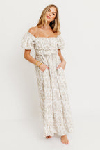 Finley 100% Cotton Peplum Midi Dress in Hampton Taupe - Bump & Nursing Friendly with Modest Back