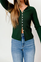 Demi Slim Fit Knit Top in Moss Green
