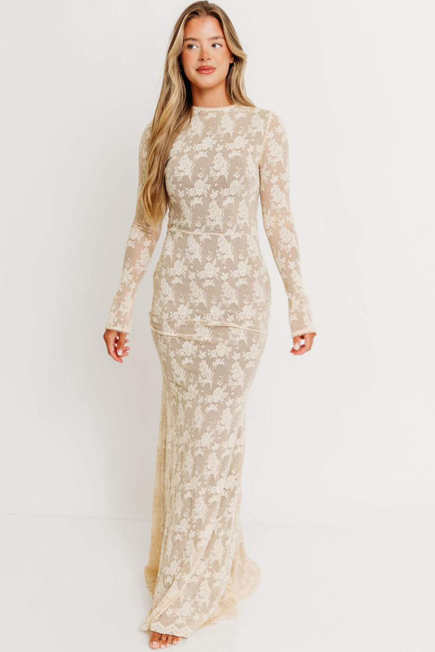Seraphine Lace Maxi Dress in Cream - Inclusive Sizing & Bump Friendly (Size Up for Bump) *12/15 PRE-ORDER*