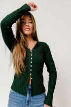 Demi Slim Fit Knit Top in Moss Green