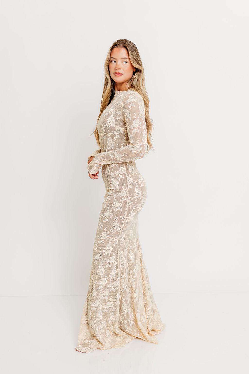 Seraphine Lace Maxi Dress in Cream - Inclusive Sizing & Bump Friendly (Size Up for Bump) *12/15 PRE-ORDER*