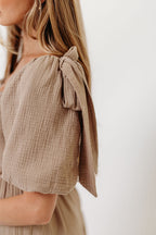 Elena 100% Cotton Midi Dress in Mocha - Bump Friendly