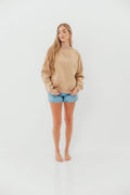 Scout Wide Neck Fleece Sweatshirt in Tan *Final-Sale*