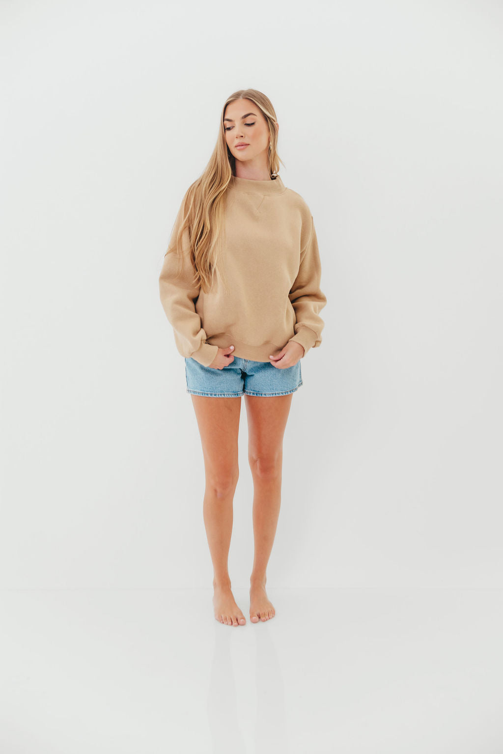 Scout Wide Neck Fleece Sweatshirt in Tan *Final-Sale*