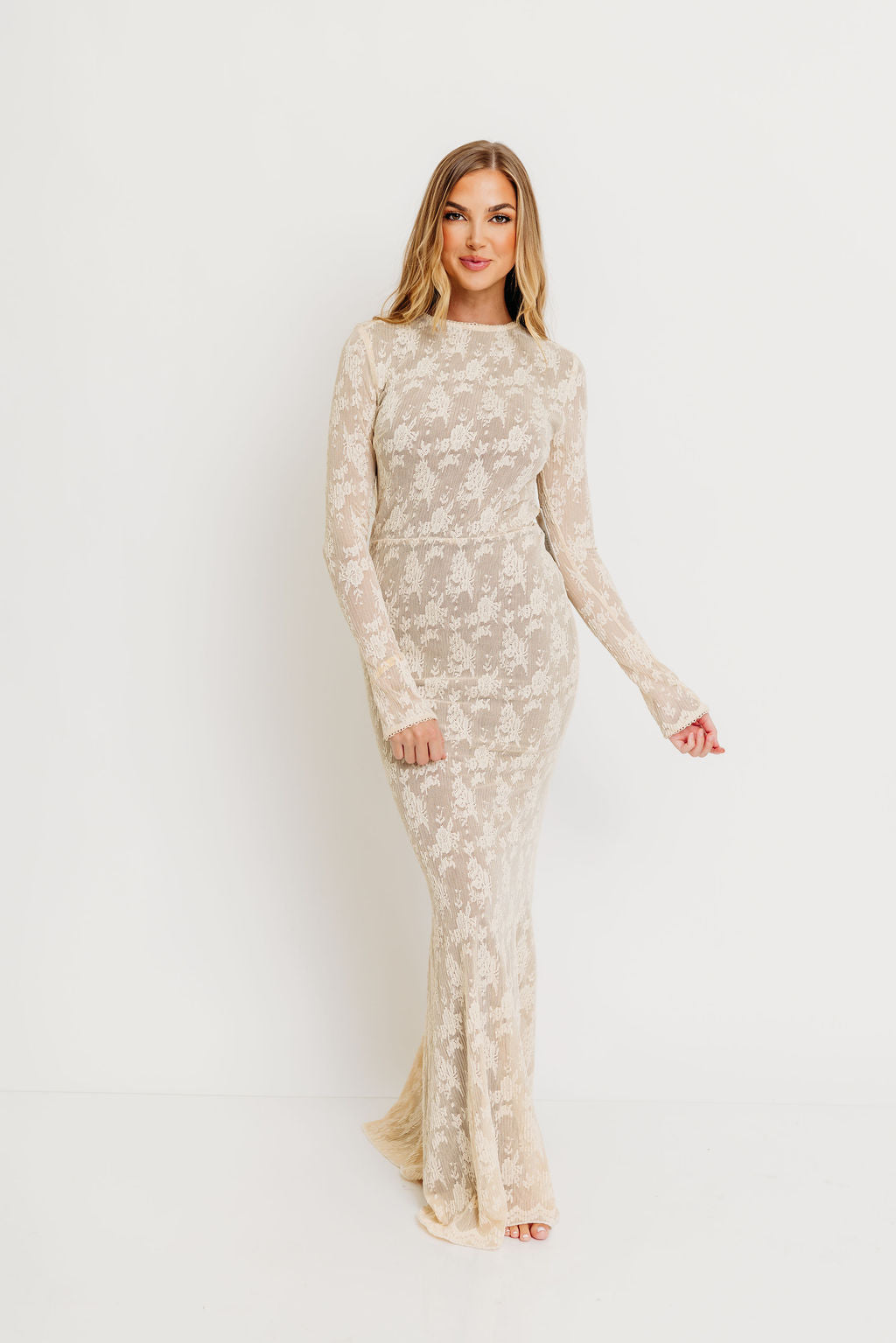 Seraphine Lace Maxi Dress in Cream - Inclusive Sizing & Bump Friendly (Size Up for Bump) *12/15 PRE-ORDER*