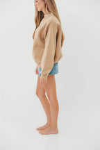 Scout Wide Neck Fleece Sweatshirt in Tan *Final-Sale*