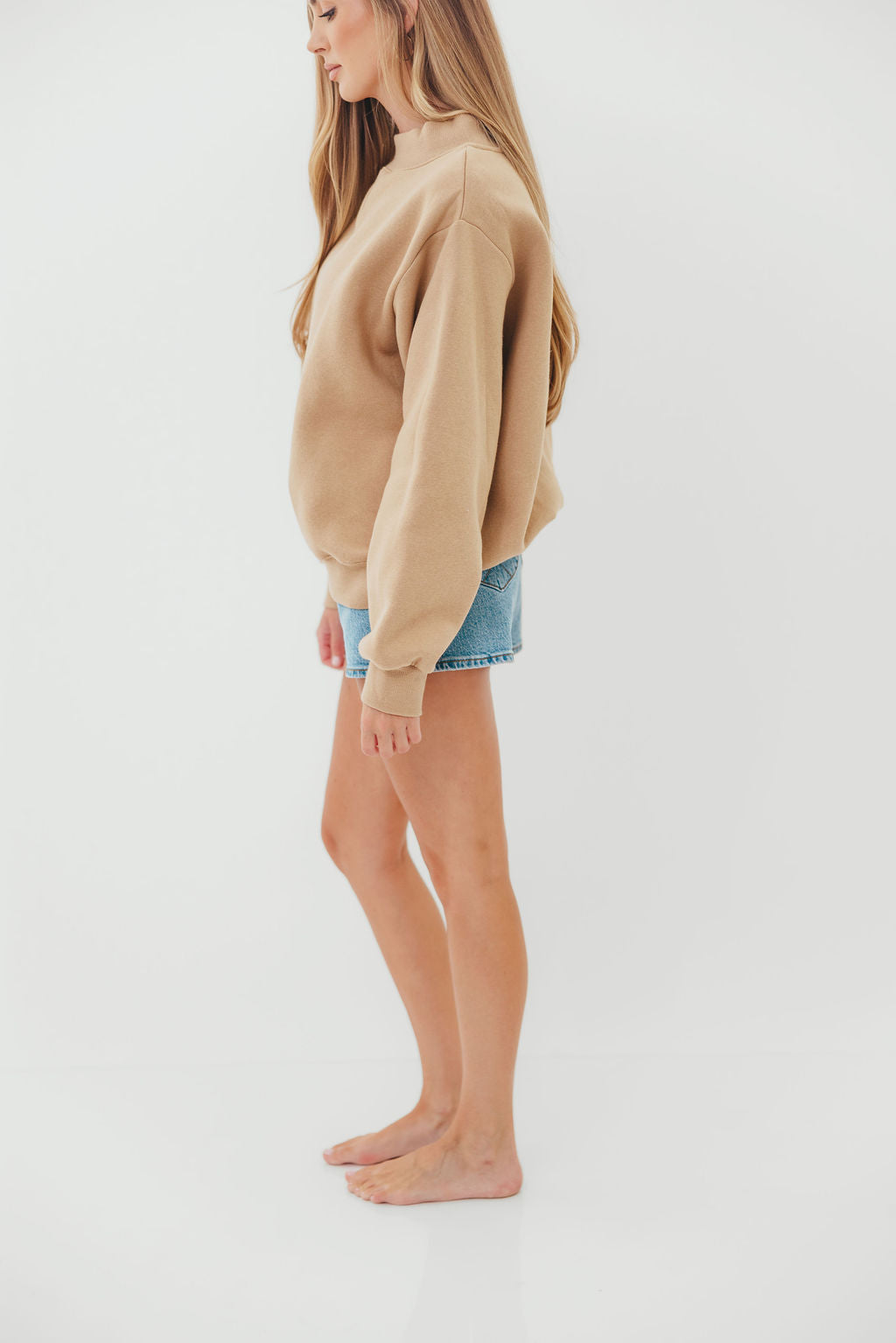 Scout Wide Neck Fleece Sweatshirt in Tan *Final-Sale*