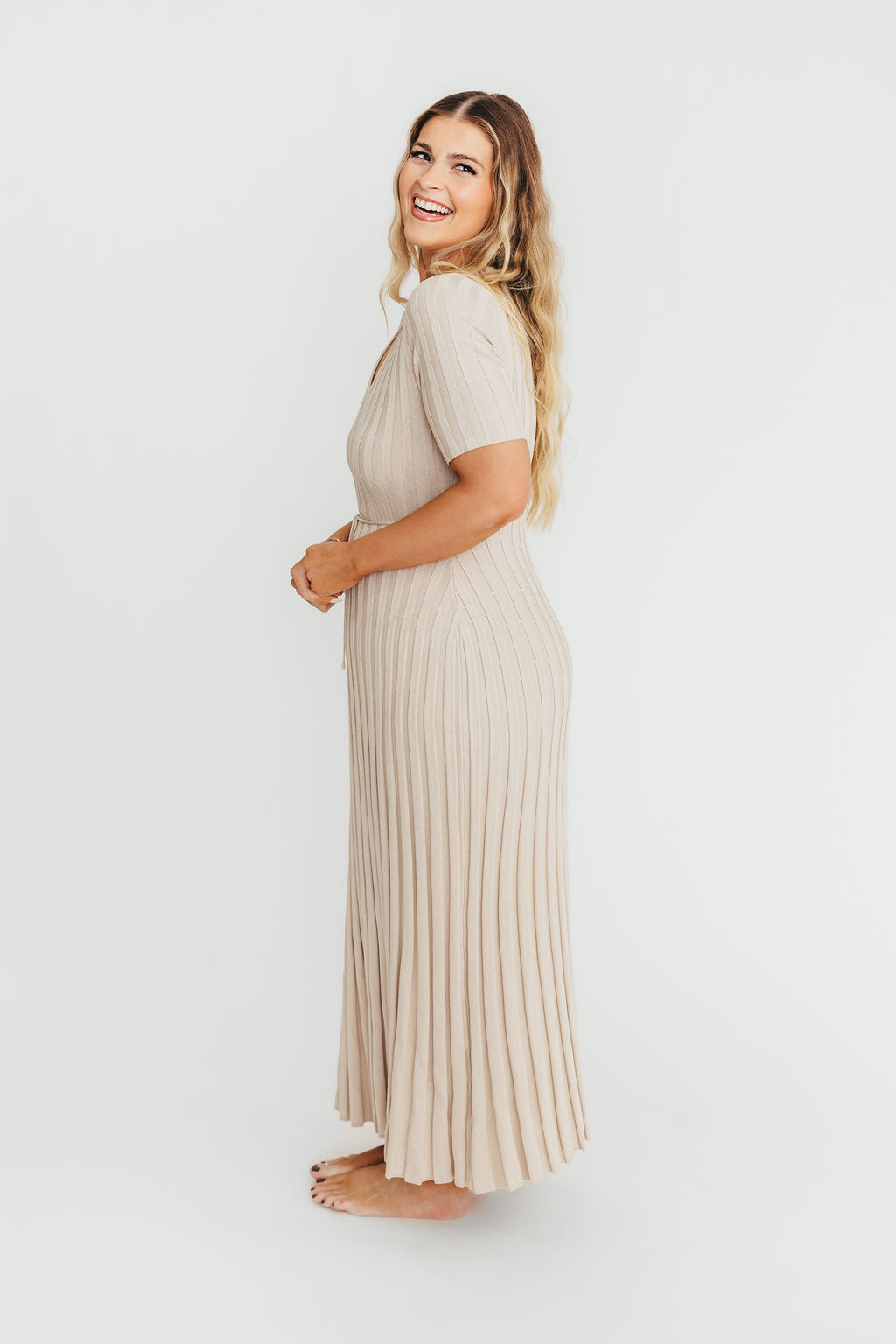 Oakley Ribbed Maxi Dress in Dusty Taupe - Bump Friendly *Final-Sale*