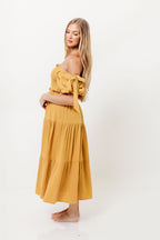Elena 100% Cotton Midi Dress in Dusty Mustard- Bump Friendly *Final Sale*