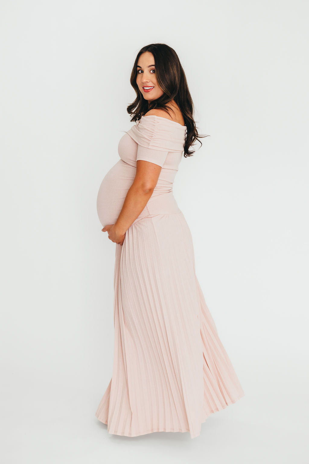 The Lennox Maxi Dress in Dusty Pink - Bump Friendly