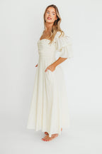 Corrine Tiered Sleeve Maxi Dress with Pockets in Butter Yellow - Bump Friendly
