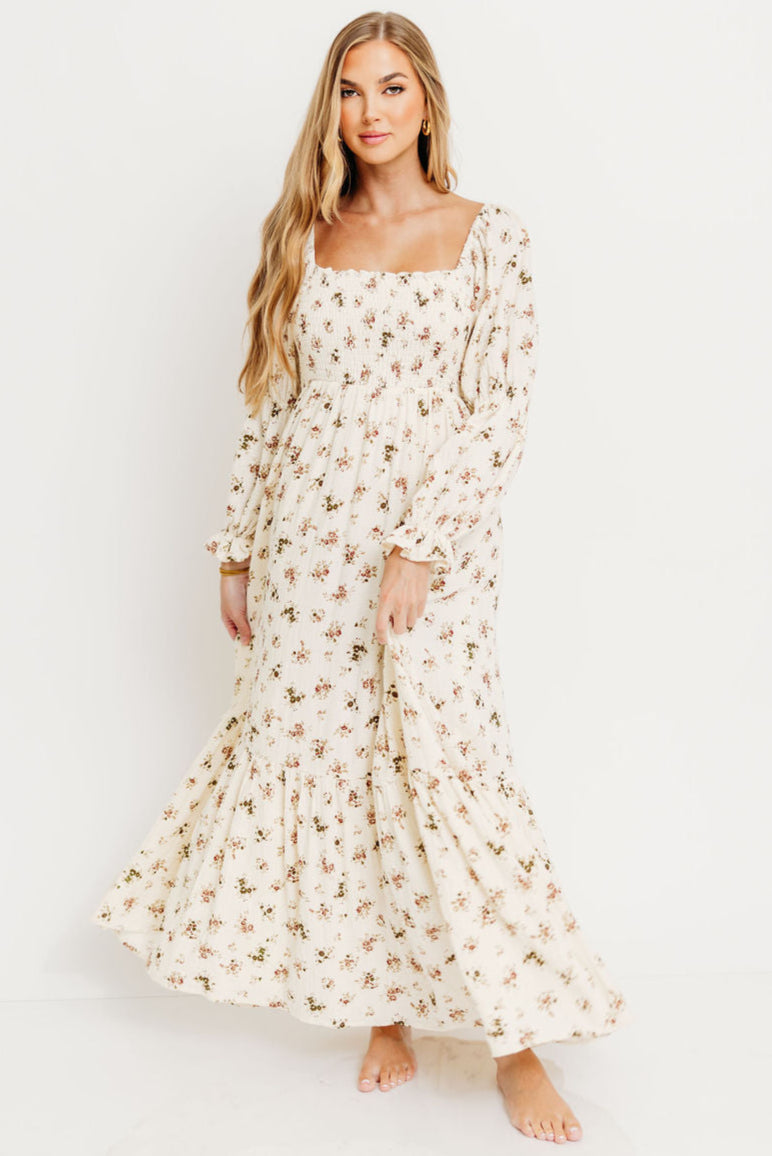 Emerson Maxi Dress with Long Sleeves in Ivory