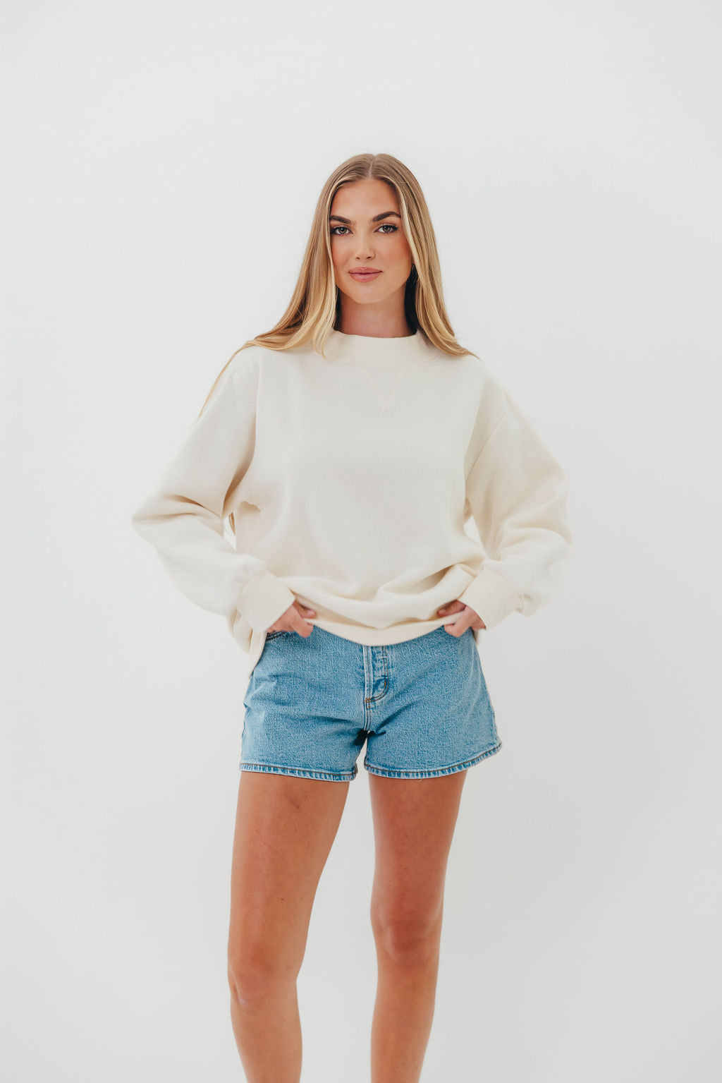 Scout Wide Neck Fleece Sweatshirt in Cream *Final-Sale*