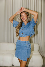 Tegan Cropped Shacket in Splash *Final-Sale*