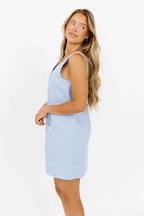 Tasi Contrast Stitch Mini Dress in Chambray *Final-Sale*
