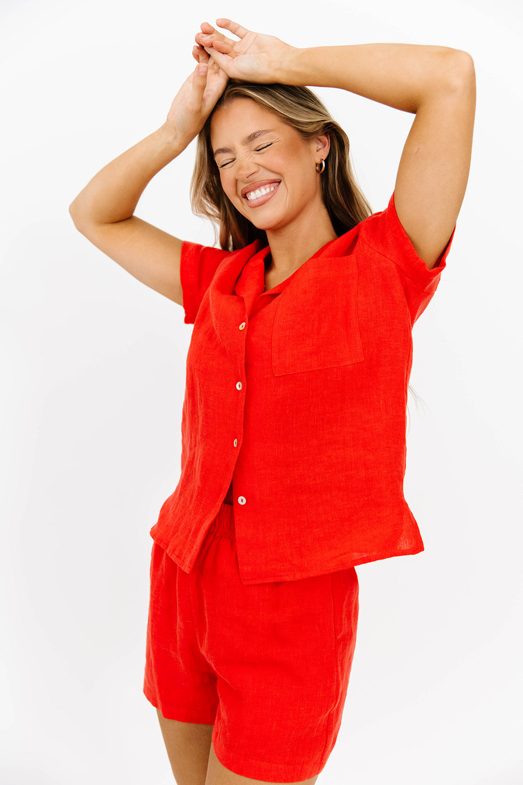 NeNe Linen Two Piece Set in Poppy *Final-Sale*