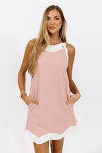 Sunny Linen Wave Hem Mini Dress in Nude Pink *Final-Sale*