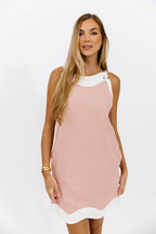 Sunny Linen Wave Hem Mini Dress in Nude Pink *Final-Sale*