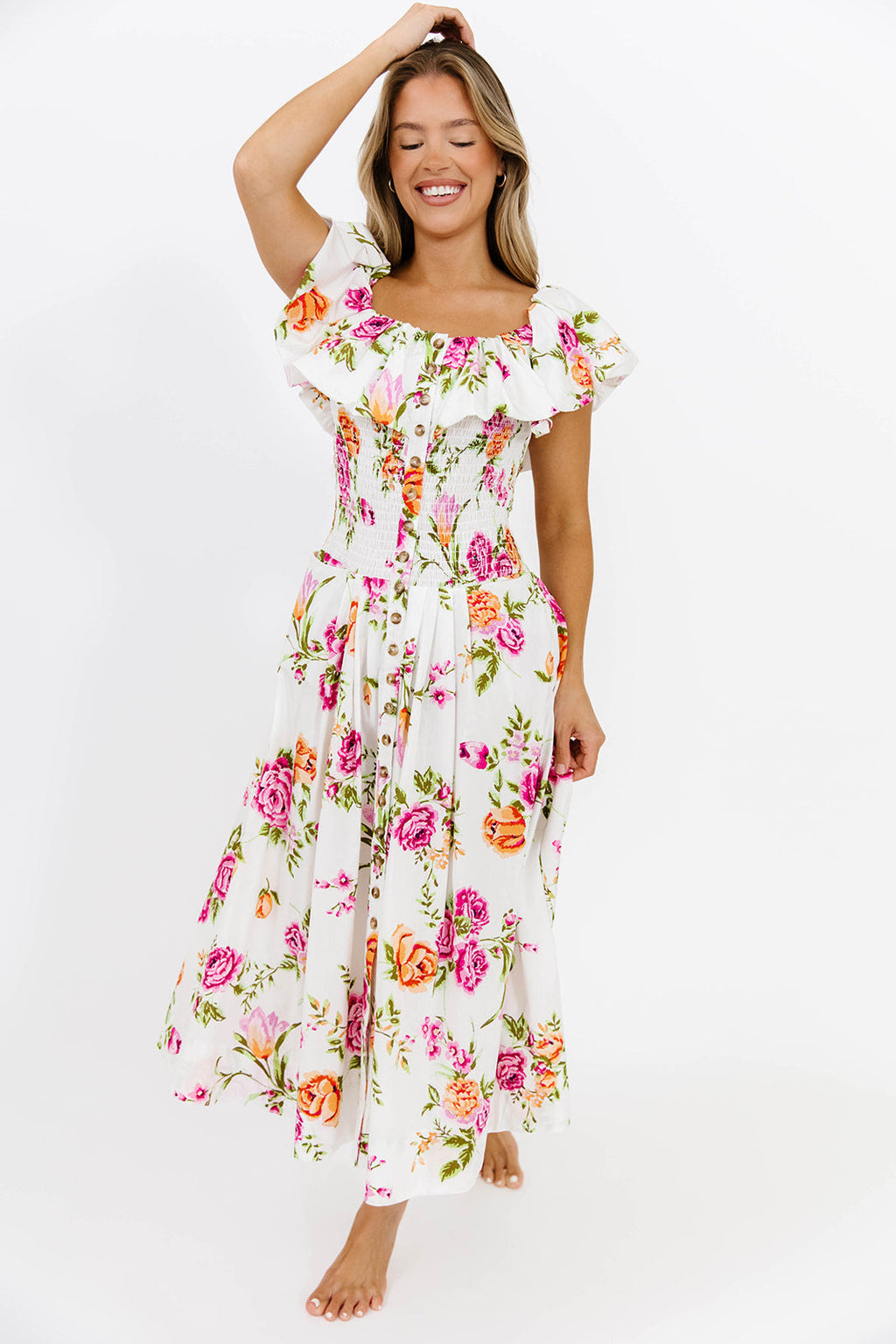 Laney Floral Maxi Dress in White Floral *Final-Sale*