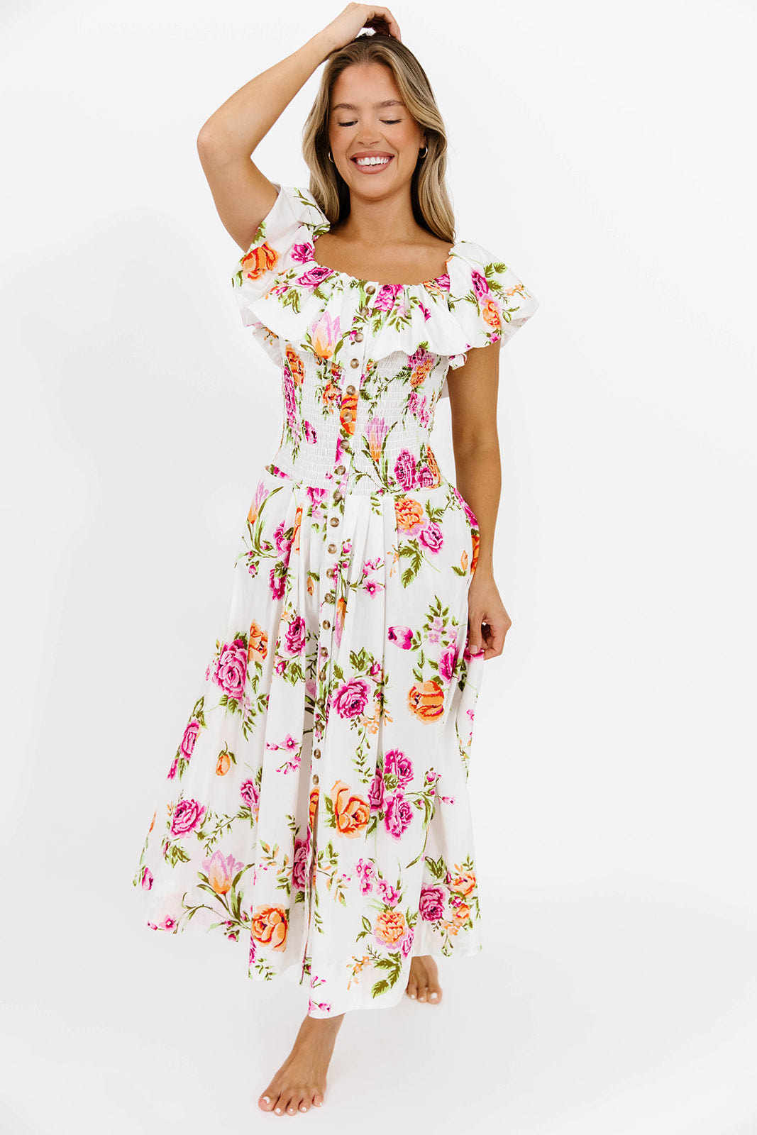 Laney Floral Maxi Dress in White Floral *Final-Sale*