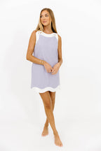 Sunny Linen Wave Hem Mini Dress in Blue *Final-Sale*