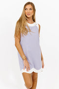 Sunny Linen Wave Hem Mini Dress in Blue *Final-Sale*