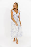 Jillian Floral Midi Dress in Blue *Final-Sale*