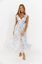 Jillian Floral Midi Dress in Blue *Final-Sale*