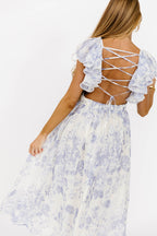 Jillian Floral Midi Dress in Blue *Final-Sale*