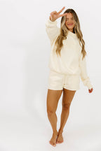 Basic Blank Sweat Shorts in Toasted Cream
