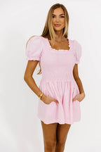 Tilly Gingham Seersucker Romper in Pink