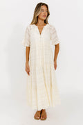 Kristin Tiered Woven Maxi Dress with Detachable Liner in Ivory - Bump Friendly *12/29 PRE-ORDER*