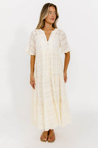 Kristin Tiered Woven Maxi Dress with Detachable Liner in Ivory - Bump Friendly *12/29 PRE-ORDER*