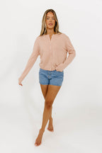 Haddie Button Down Slim Cardigan in Rose *Final-Sale*