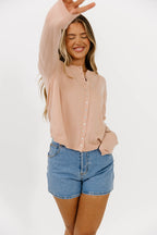 Haddie Button Down Slim Cardigan in Rose *Final-Sale*