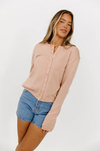 Haddie Button Down Slim Cardigan in Rose *Final-Sale*