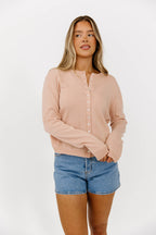 Haddie Button Down Slim Cardigan in Rose *Final-Sale*