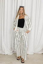 Sicily Button-Down Top in Black Stripe - Nursing Friendly *Final-Sale*