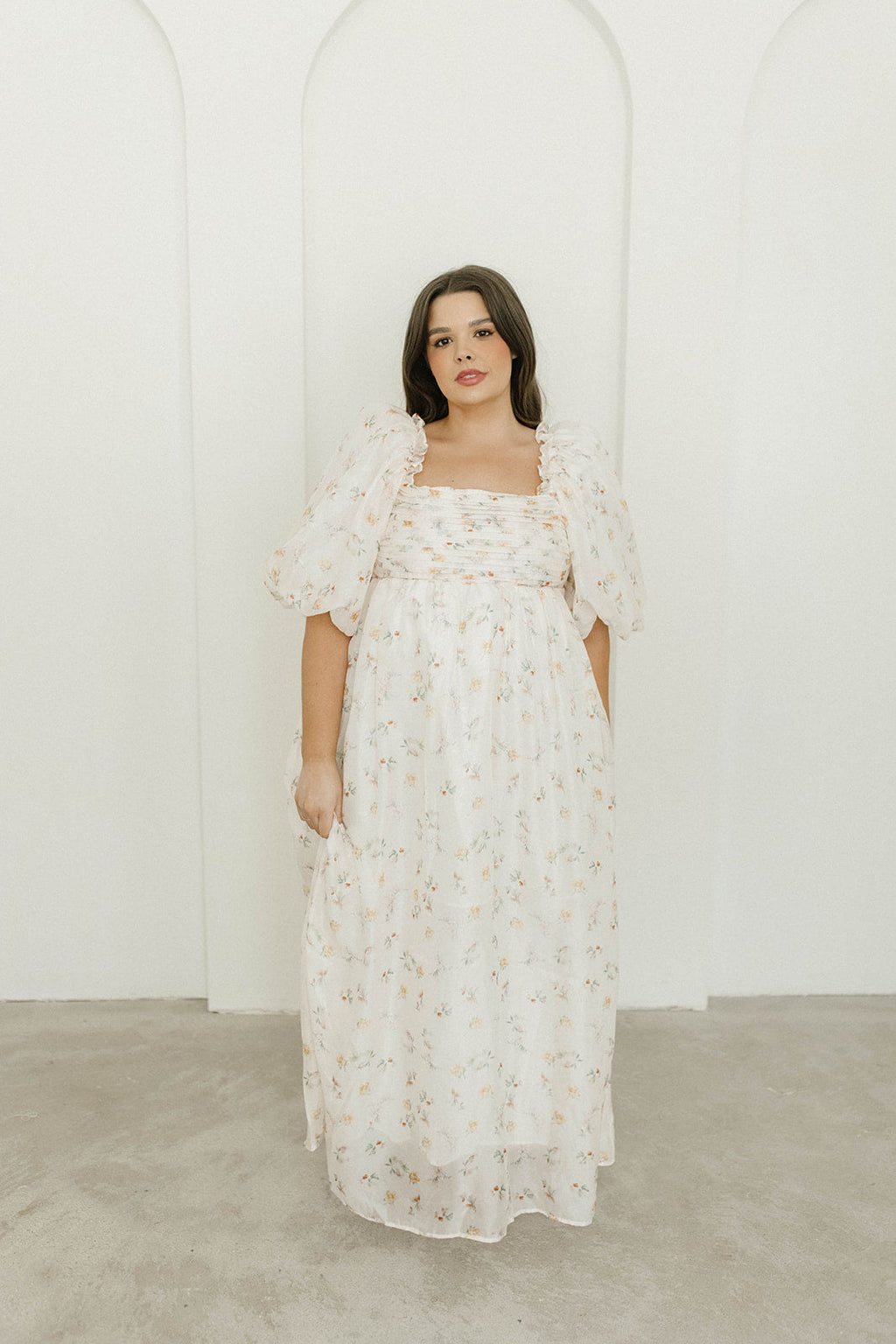 Melody Maxi Dress with Pleats and Bow Detail in Yellow Rose Floral - Bump Friendly & Inclusive Sizing (S-3XL) *Final-Sale*