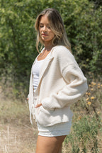 Bradley Contrast Sherpa Button-up Jacket in Cream