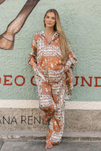 Smith Western Bandana Wide Leg Pants in Burnt Orange