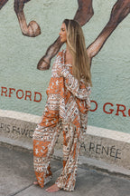 Smith Western Bandana Wide Leg Pants in Burnt Orange