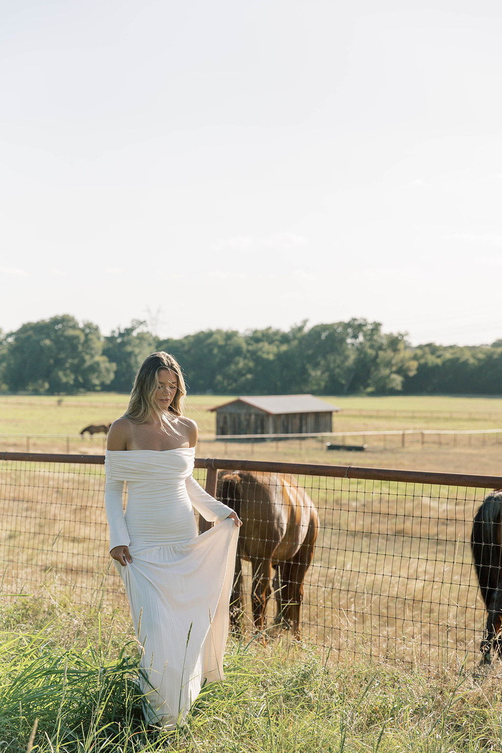 Lennox Long Sleeve Maxi Dress in Ivory - Bump Friendly