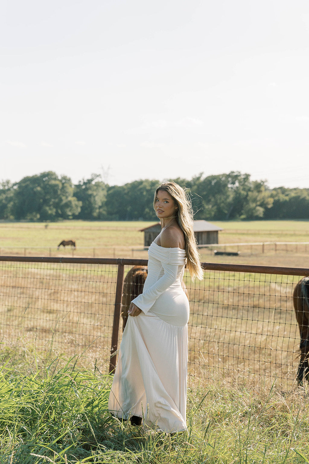Lennox Long Sleeve Maxi Dress in Ivory - Bump Friendly