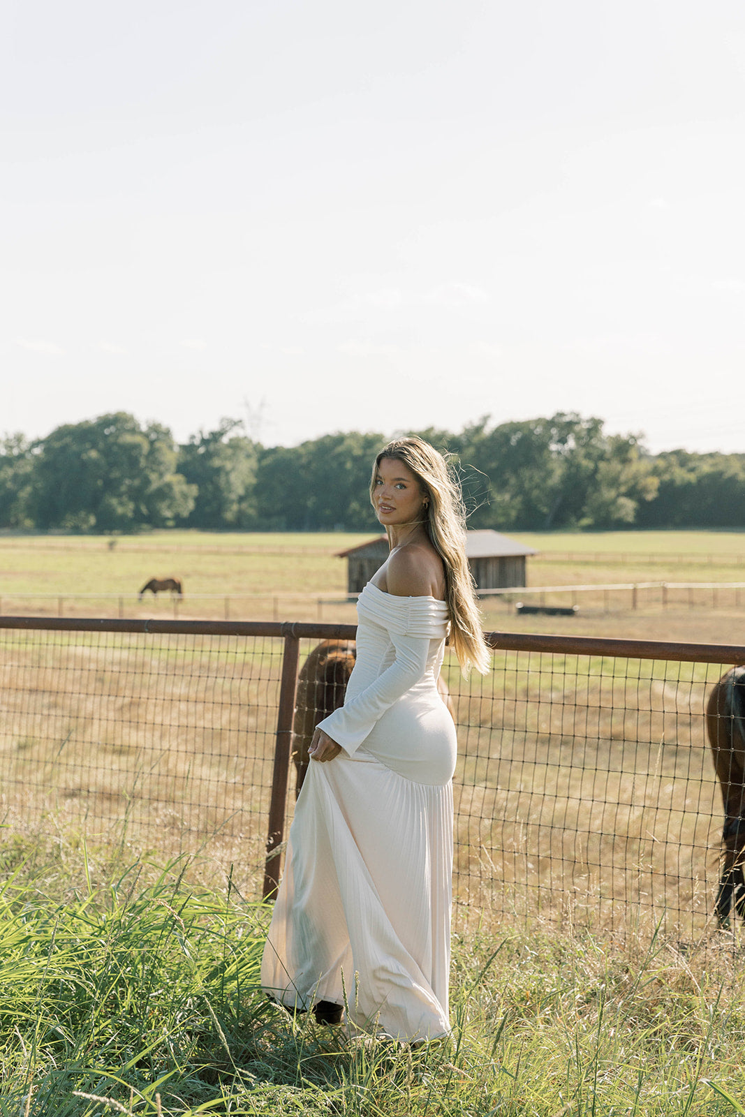 Lennox Long Sleeve Maxi Dress in Ivory - Bump Friendly